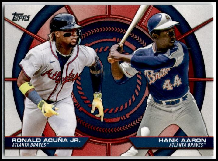 2025 Topps Dynamic Duos #DD-16 Hank Aaron / Ronald Acuña Jr. Atlanta Braves