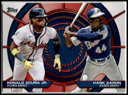 2025 Topps Dynamic Duos #DD-16 Hank Aaron / Ronald Acuña Jr. Atlanta Braves