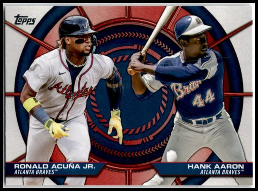 2025 Topps Dynamic Duos #DD-16 Hank Aaron / Ronald Acuña Jr. Atlanta Braves