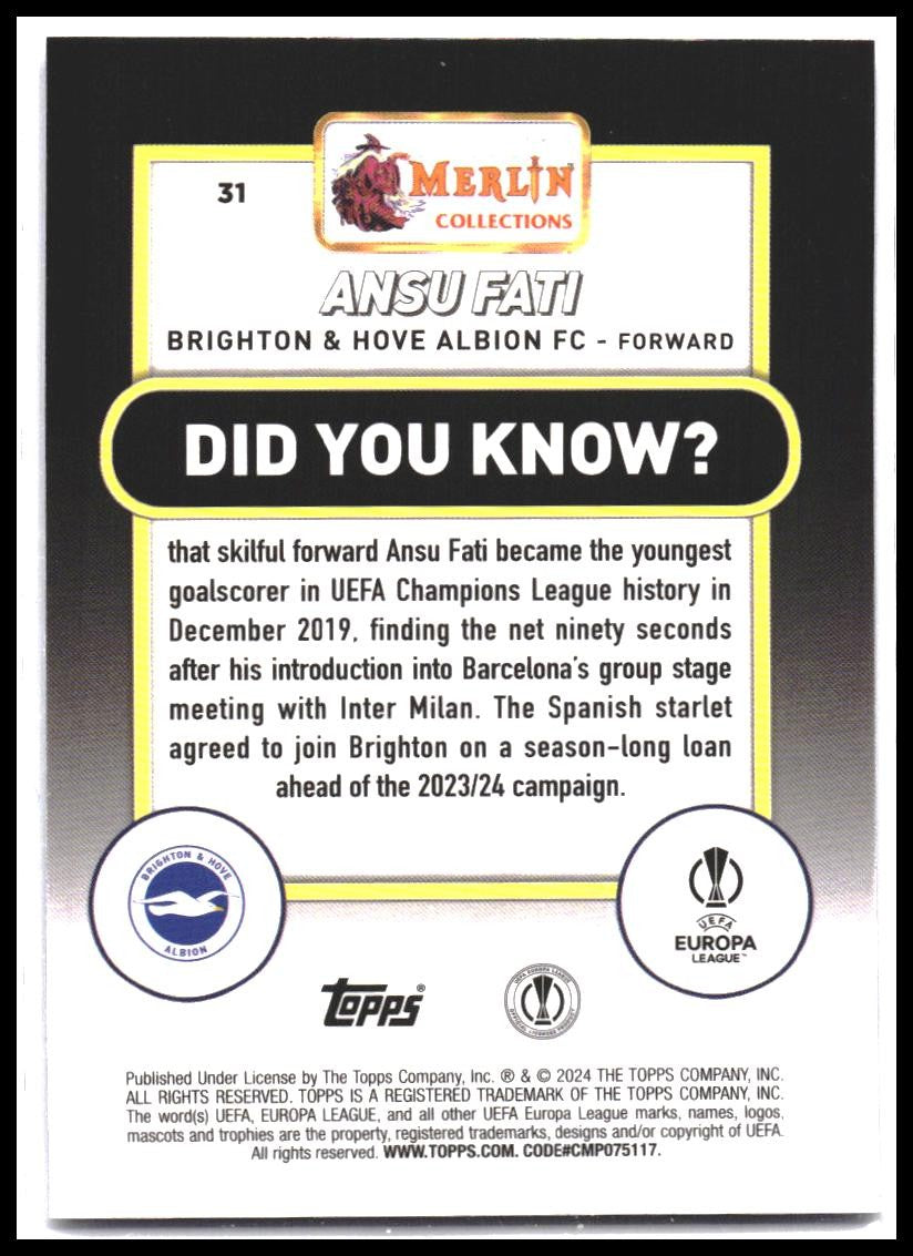 2023-24 Merlin UEFA Club Competitions #31 Ansu Fati