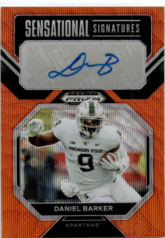 2023 Panini Prizm Draft Picks Orange Wave #SS-DAB Daniel Barker Auto Spartans