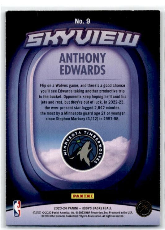 2023-24 Hoops Skyview #9 Anthony Edwards Minnesota Timberwolves