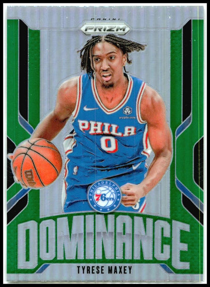 2024-25 Panini Prizm Dominance Prizms Green #24 Tyrese Maxey Philadelphia 76ers