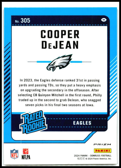 2024 Donruss Optic Rated Rookies Preview Red Wave #305 Cooper DeJean Rookie