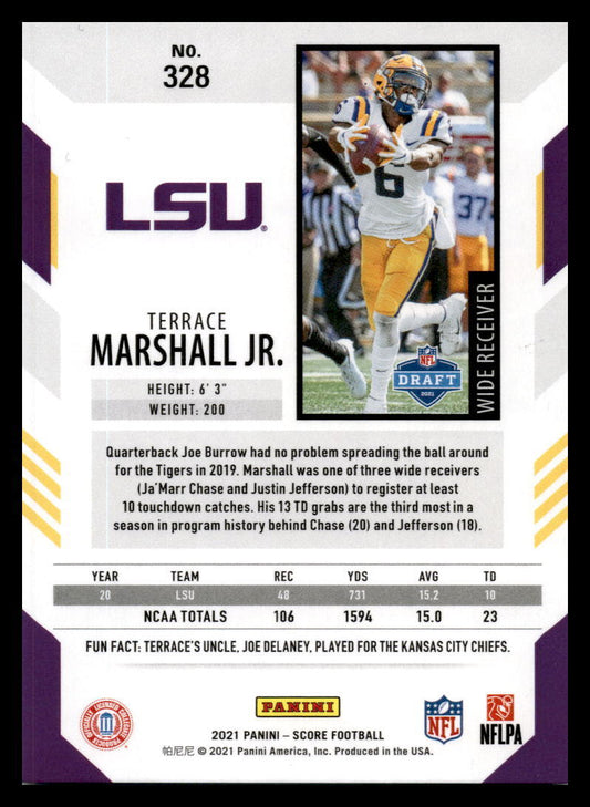 2021 Score Gold Dot #328 Terrace Marshall Jr. Rookie 020/225 Carolina Panthers