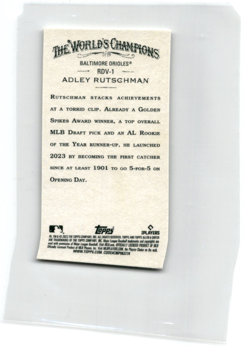 2023 Topps Allen & Ginter Mini #RDV-1 Adley Rutschman Baltimore Orioles