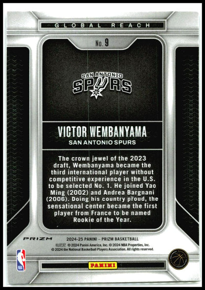 2024-25 Prizm Global Reach Prizms Silver #9 Victor Wembanyama San Antonio Spurs