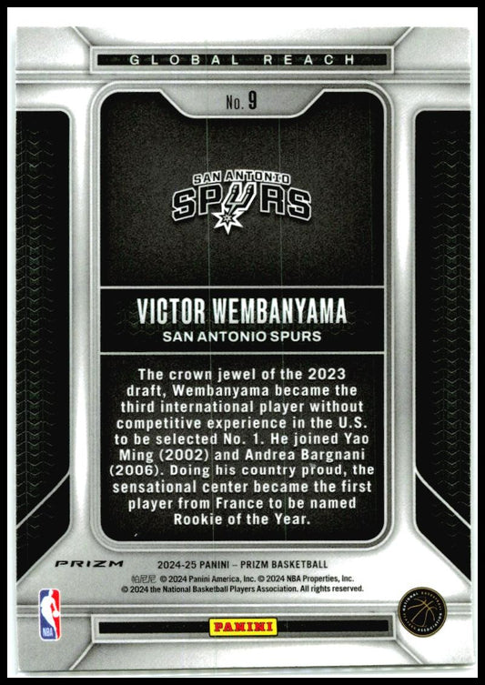 2024-25 Prizm Global Reach Prizms Silver #9 Victor Wembanyama San Antonio Spurs