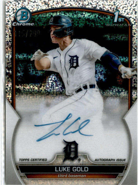 2023 Bowman Chrome Speckle  #CPA-LGD Luke Gold Chrome Prospect Auto /299 Tigers