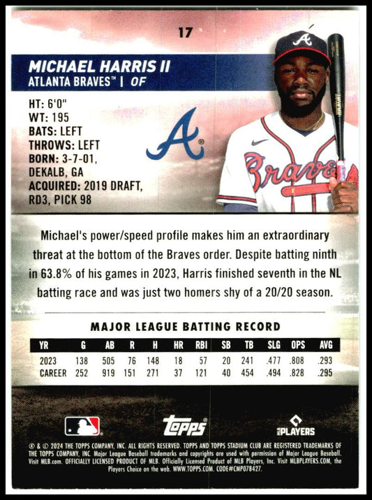 2024 Stadium Club #17 Michael Harris II Atlanta Braves