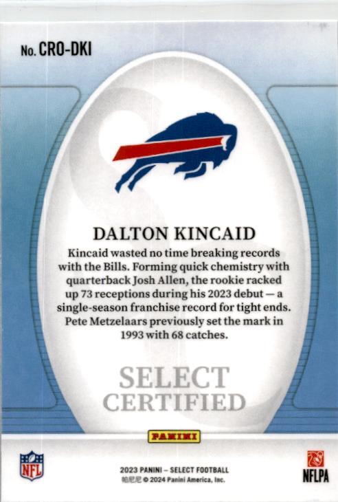 2023 Panini Select Select Certified Rookies #CRO-DKI Dalton Kincaid Bills