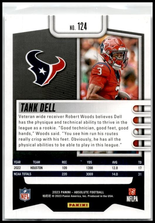 2023 Panini Absolute Retail #124 Tank Dell Rookie Houston Texans