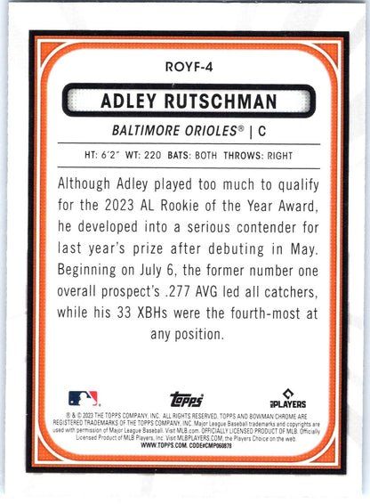 2023 Bowman Adley Rutschman #ROYF-4 Favorites Mojo Refractors Orioles