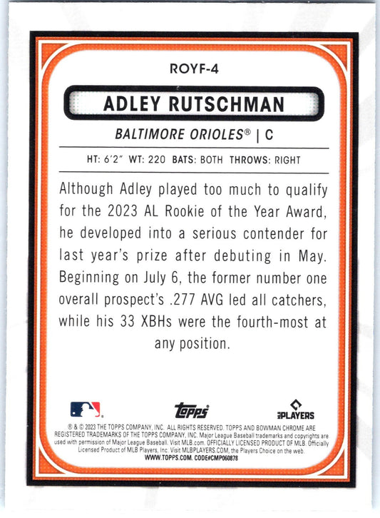 2023 Bowman Adley Rutschman #ROYF-4 Favorites Mojo Refractors Orioles
