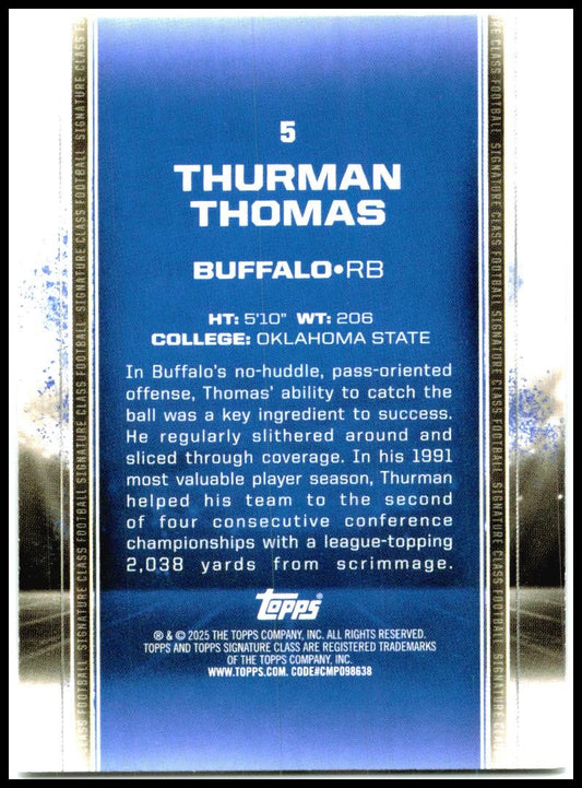 2024 Topps Signature Class #5 Thurman Thomas Buffalo Bills