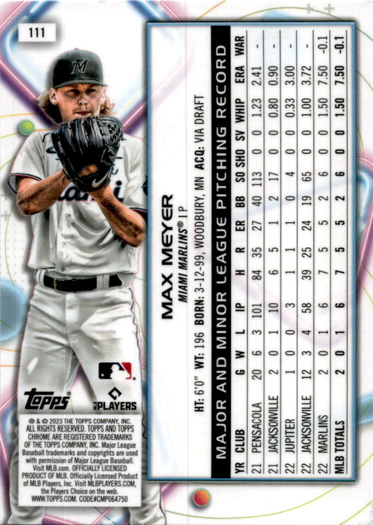 2023 Topps Chrome Cosmic #111 Max Meyer RC Miami Marlins