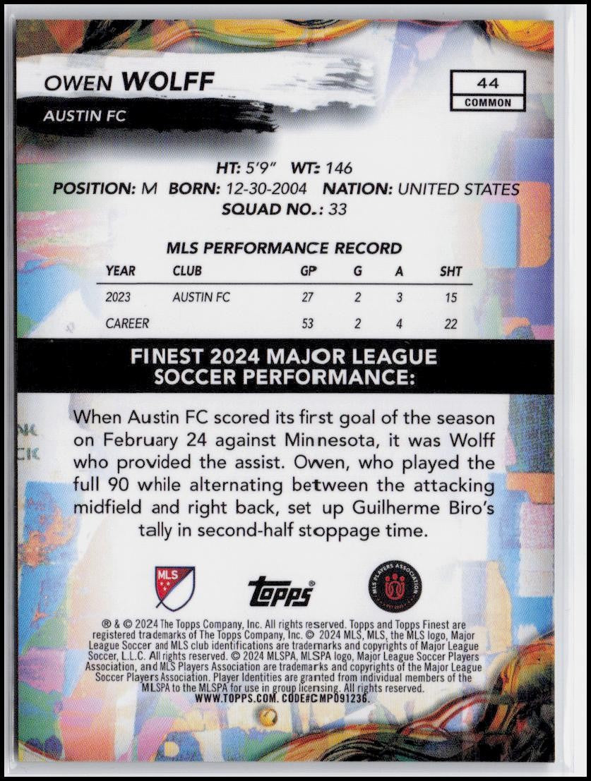 2024 Finest MLS #44 Owen Wolff