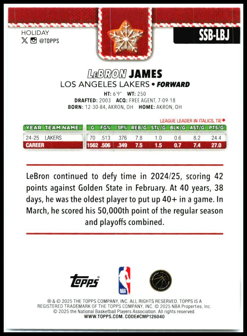 2025-26 Topps Holiday SSP Back Variations #SSB-LBJ LeBron James Lakers