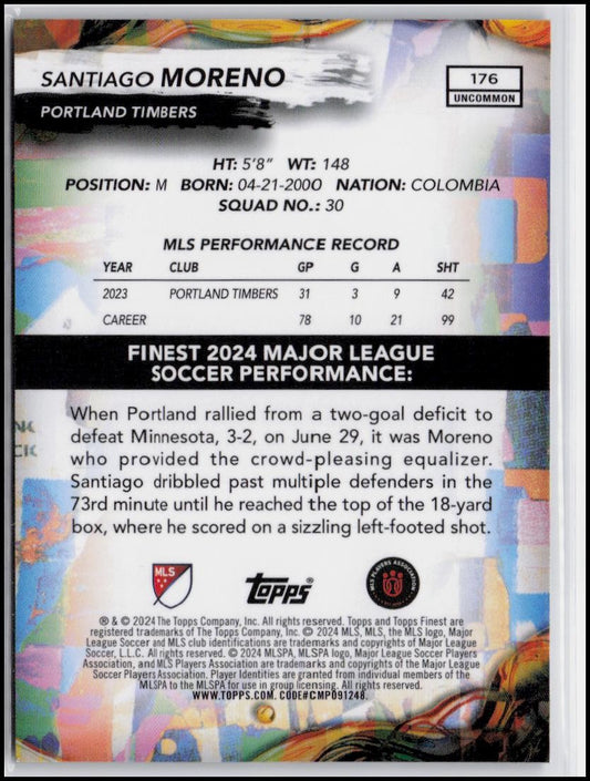 2024 Finest MLS #176 Santiago Moreno Checkerboard Refractor