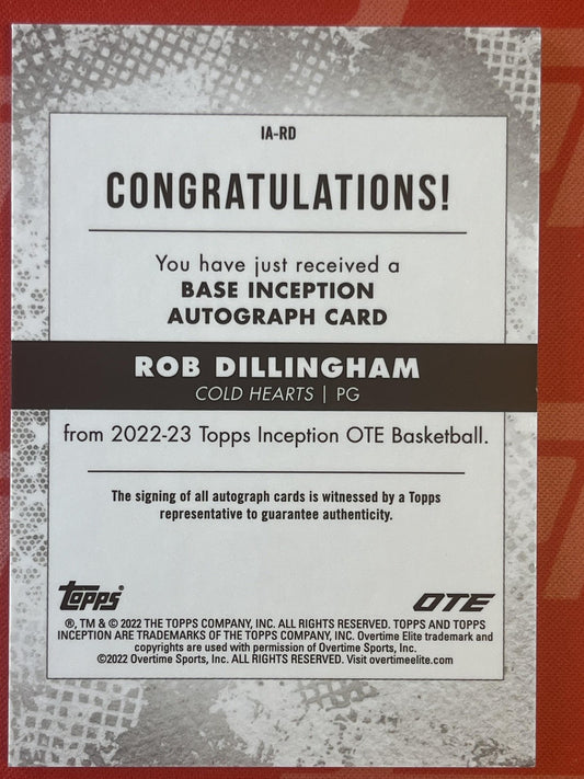 2022-23 Topps Inception OTE Auto Teal Auto /10 #IA-RD Rob Dillingham Auto