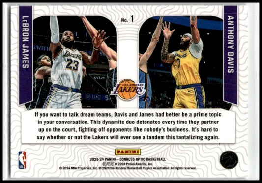 2023-24 Donruss Optic Optical Illusions #1 Anthony Davis / LeBron James Lakers