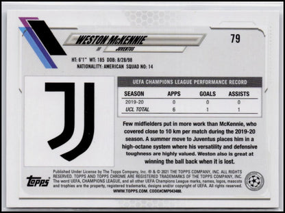 2020-21 Topps Chrome UEFA Champions League #79 Weston McKennie