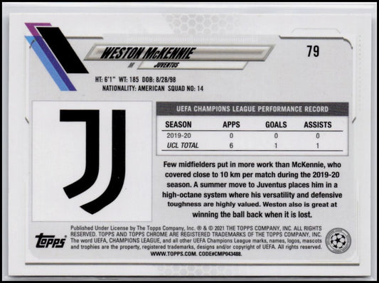 2020-21 Topps Chrome UEFA Champions League #79 Weston McKennie