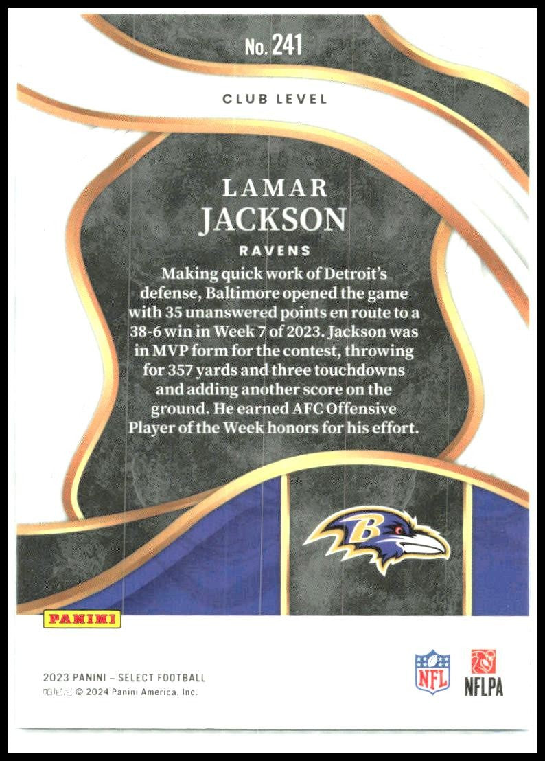 2023 Panini Select #241 Lamar Jackson Baltimore Ravens
