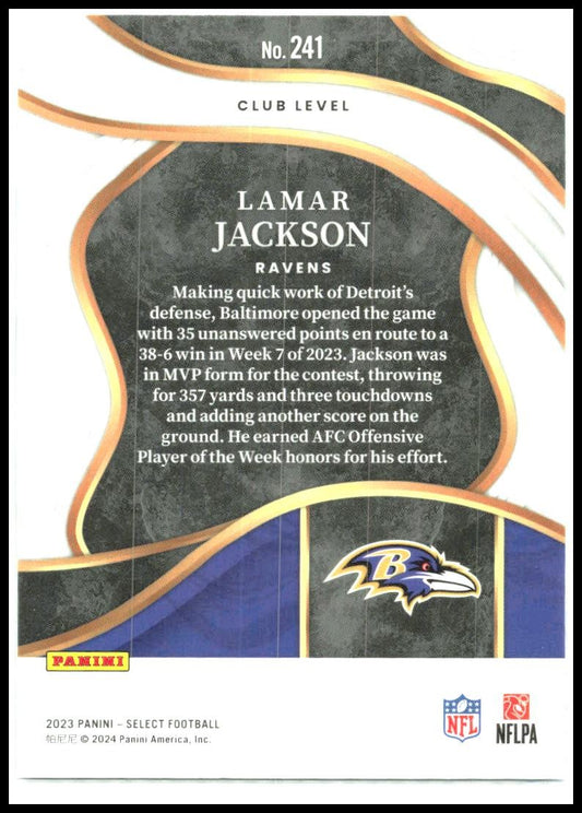 2023 Panini Select #241 Lamar Jackson Baltimore Ravens