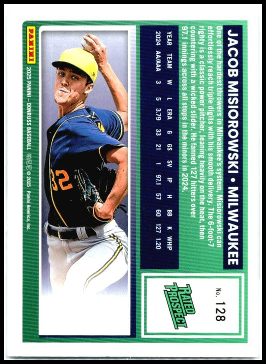 2025 Donruss #128 Jacob Misiorowski Milwaukee Brewers