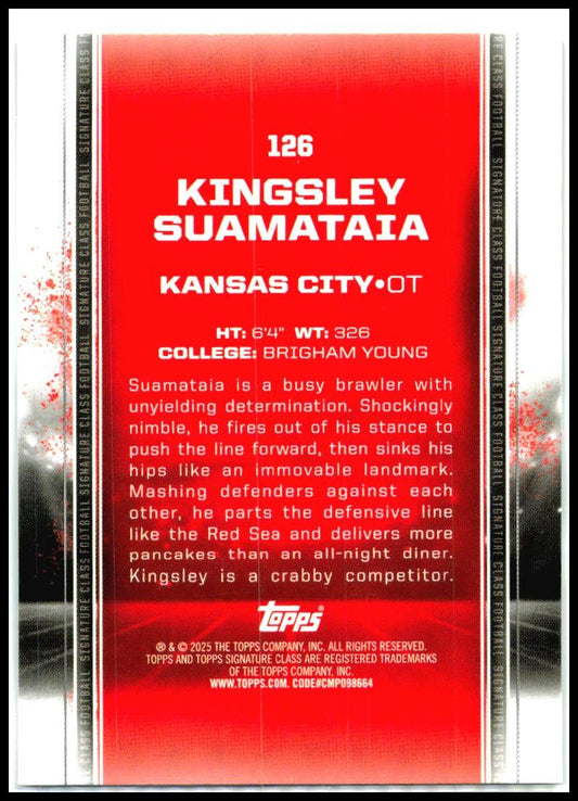 2024 Topps Signature Class Blue & Orange #126 Kingsley Suamataia Rookie Chiefs