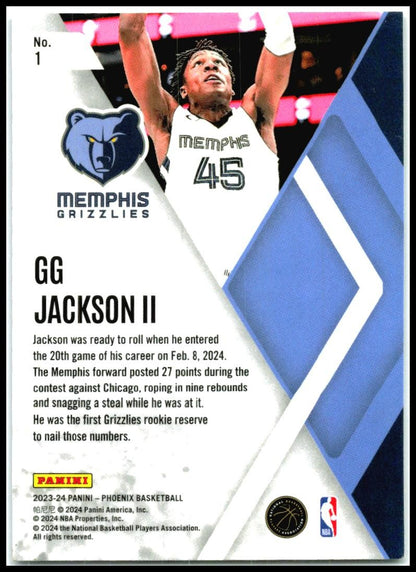 2023-24 Phoenix Instant Phenom Phoenix Blue Ice #1 GG Jackson II Grizzlies
