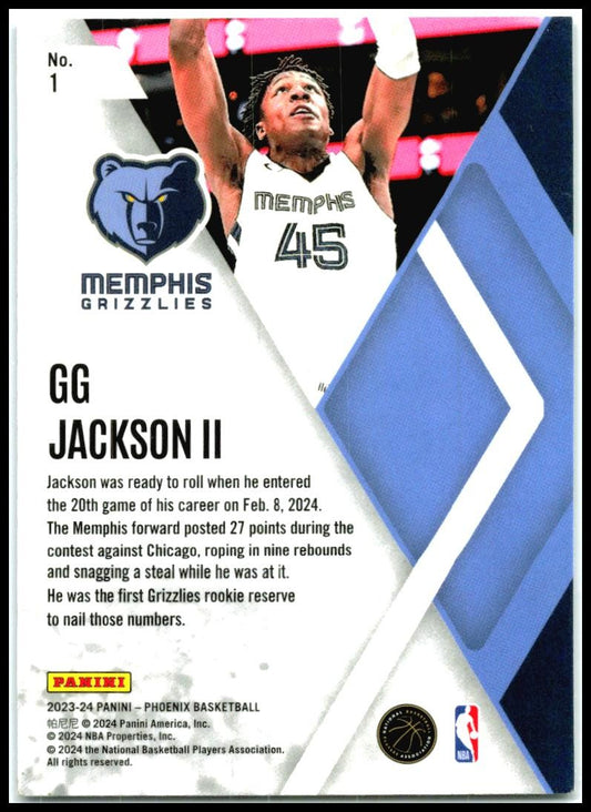 2023-24 Phoenix Instant Phenom Phoenix Blue Ice #1 GG Jackson II Grizzlies