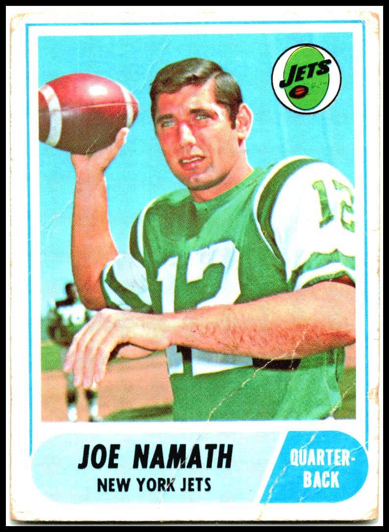 1968 Topps #65 Joe Namath (Crease) New York Jets