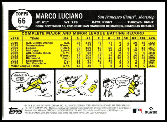 2024 Topps Archives #66 Marco Luciano Rookie San Francisco Giants