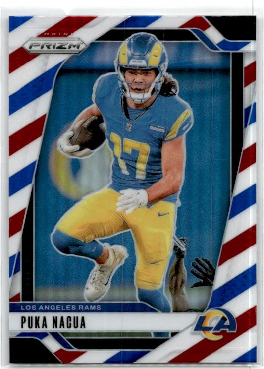 2024 Panini Prizm Red White and Blue #168 Puka Nacua Los Angeles Rams