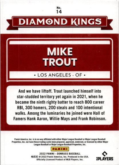 2022 Donruss Holo Blue #14 Mike Trout Los Angeles Angels