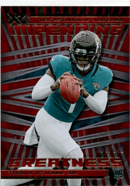 2021 Panini XR Impending Greatness Red #IMG12 Travis Etienne Jr. /149 Jaguars