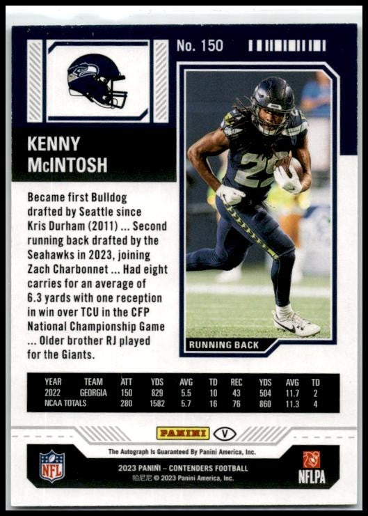 2023 Contenders RC Ticket Auto Var SP Green Laser #150 Kenny McIntosh Auto