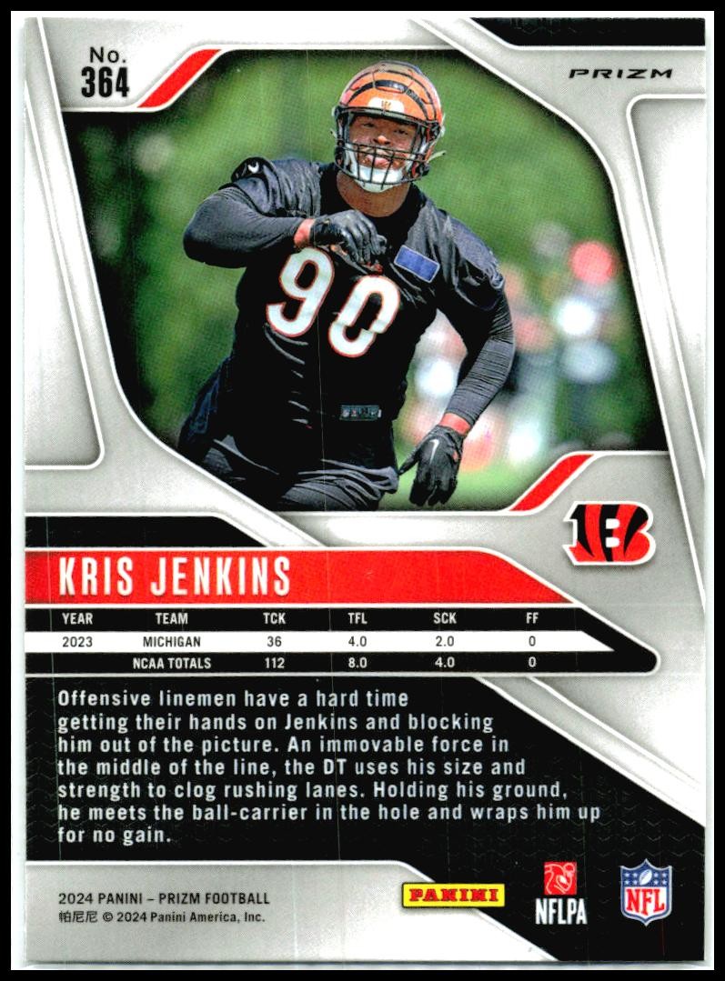2024 Panini Prizm Silver #364 Kris Jenkins Rookie Cincinnati Bengals