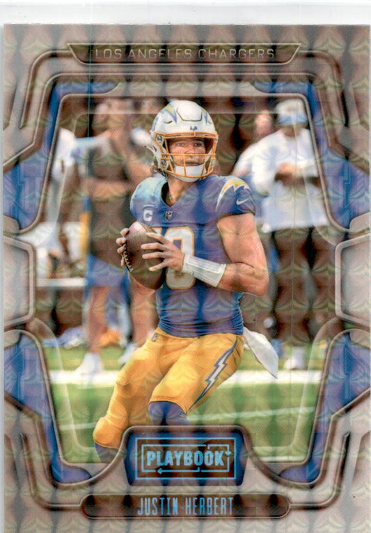 2022 Playbook Blue Mosaic Prizm Parallel #35 Justin Herbert Los Angeles Charges