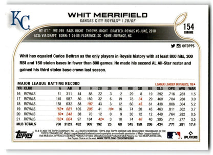 2022 Topps Chrome Sepia Refractor Whit Merrifield Kansas City Royals #154