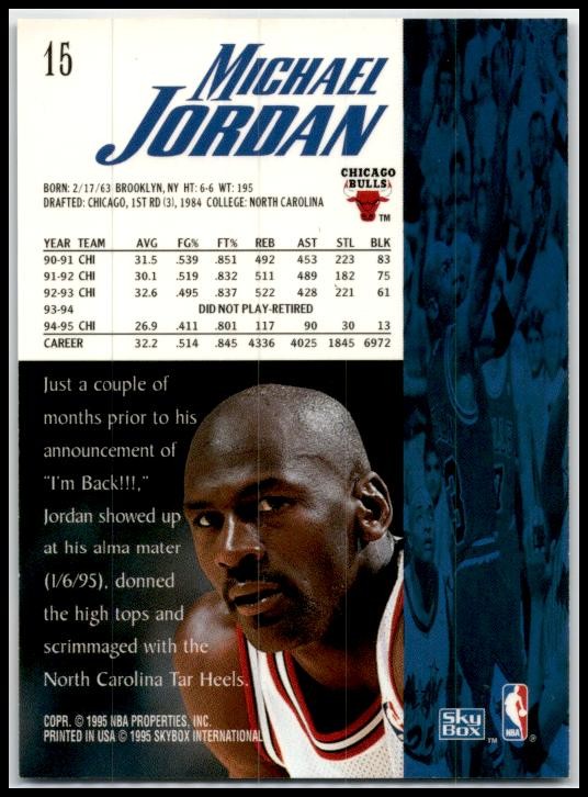 1995-96 SkyBox Premium #15 Michael Jordan Chicago Bulls