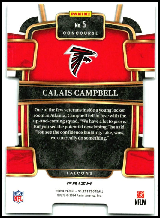 2023 Panini Select Black and Green Prizms Die Cuts #5 Calais Campbell Falcons