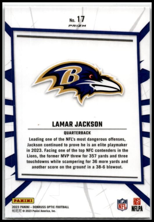 2023 Donruss Optic My House! #17 Lamar Jackson Baltimore Ravens