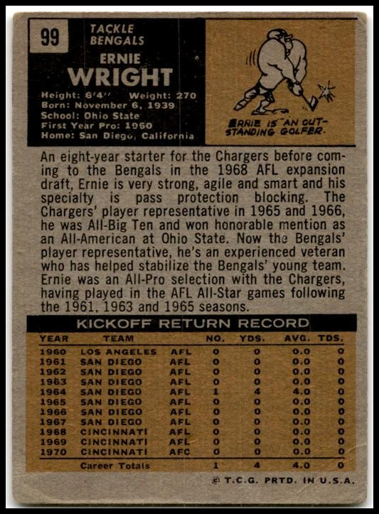 1971 Topps #99 Ernie Wright Cincinnati Bengals