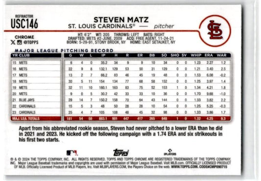 2024 Topps Update Prism #US329 Steven Matz St. Louis Cardinals