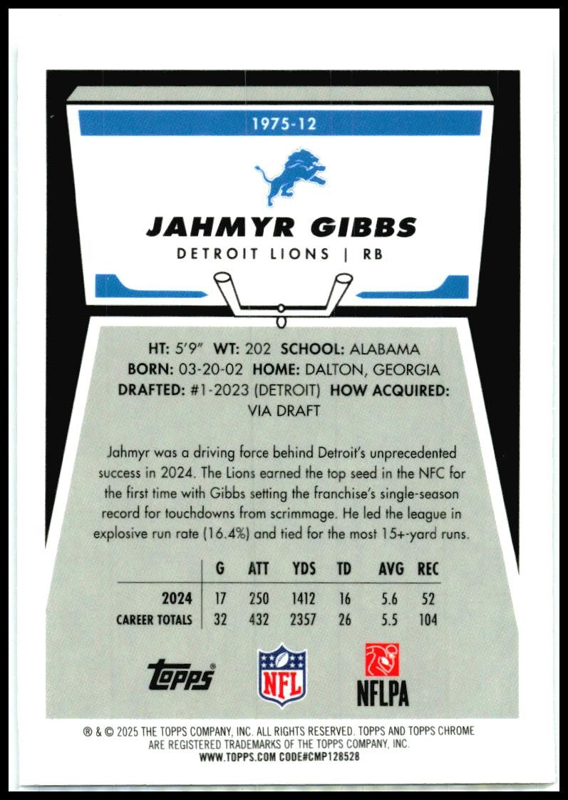 2025 Topps Chrome #1975-12 Jahmyr Gibbs