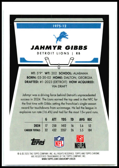 2025 Topps Chrome #1975-12 Jahmyr Gibbs