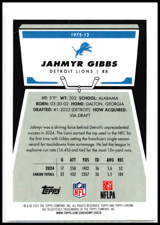 2025 Topps Chrome #1975-12 Jahmyr Gibbs